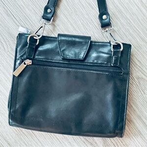 DANIER BLACK LEATHER VINTAGE CROSSBODY SHOULDER WOMEN BAG